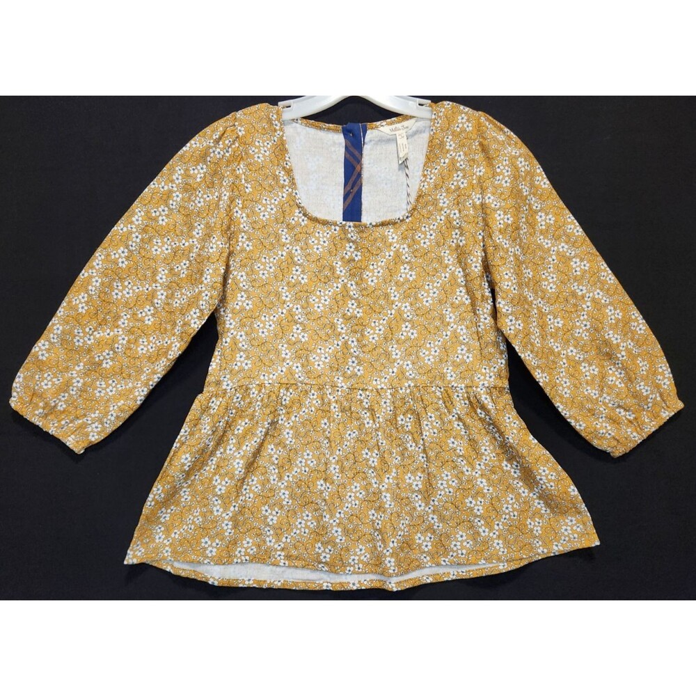 Matilda Jane Just Imagine Shay Ditsy Floral Peplum Mustard Top Small Cottage New